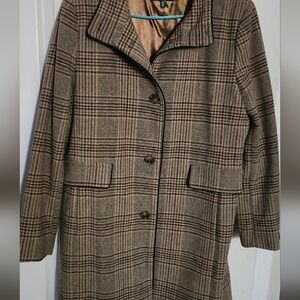DKNY Plaid Brown Trench Coat